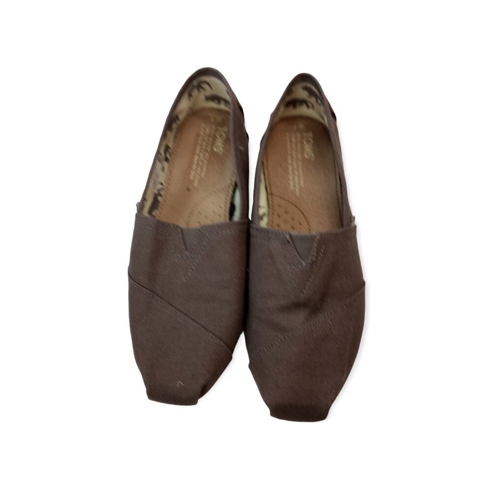TOMS Classic Women Shoe Flat Alpargata Solid Canvas  Slip On Gray Size 7